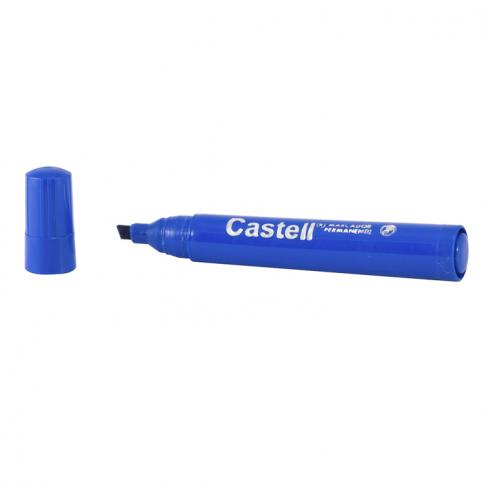 MARCADOR AZUL PERMANENTE CASTELL PUNTA BISELADA