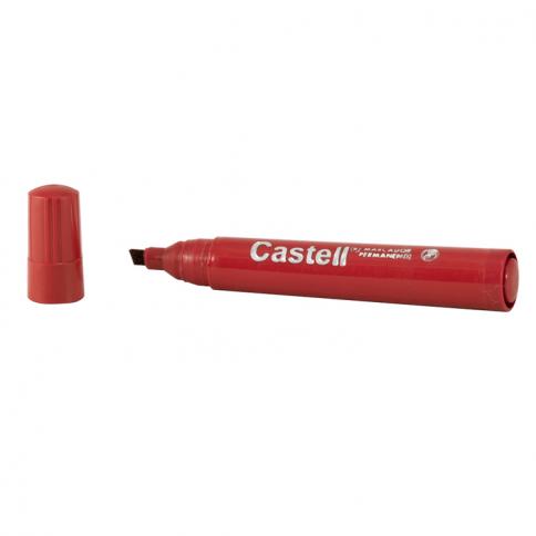 MARCADOR ROJO PERMANENTE CASTELL PUNTA BISELADA