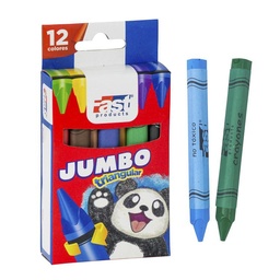 CRAYON DE CERA YUMBO FAST 12 COLORES TRIANGULAR
